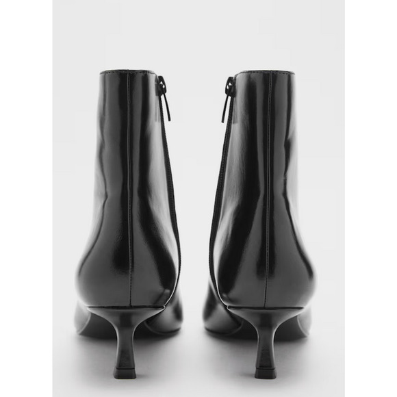 NEW MANGO MNG BLACK TOBI FAUX LEATHER KITTEN HEEL ANKLE BOOTS BOOTIE 39 US 8.5 - Picture 3 of 6